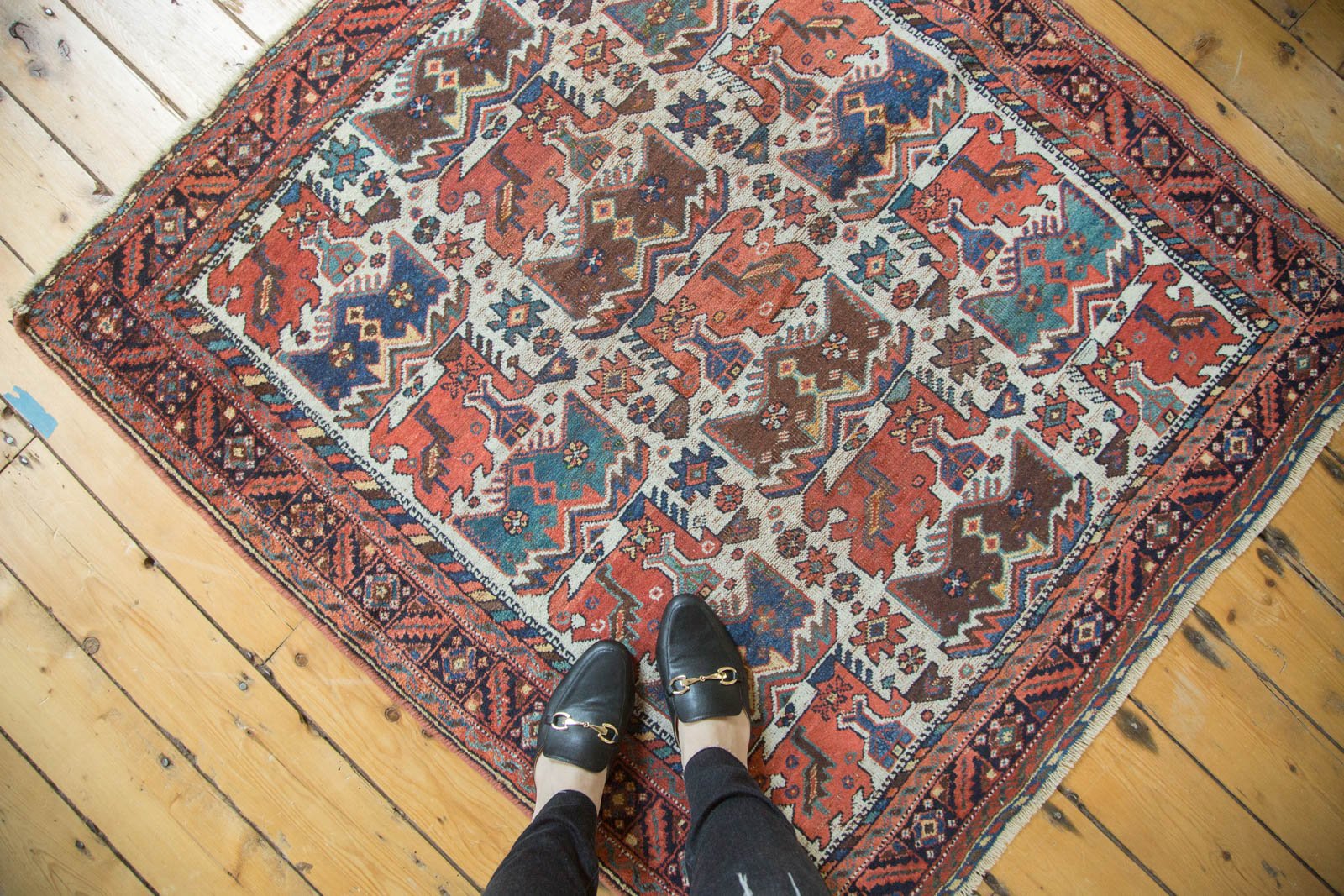 4x4.5 Antique Afshar Square Rug // ONH Item tm01107 Image 1