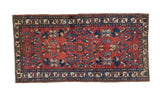 Hand-knotted vintage Persian Lilihan runner with wine red field, blue lotus, quatrefoil medallion, 2'5