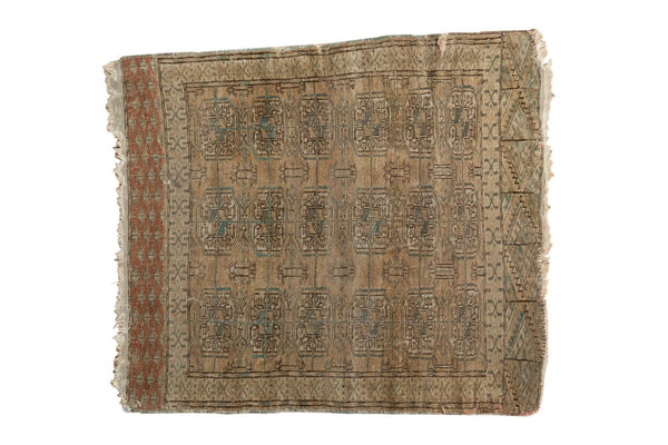 3'2" x 3'6" Vintage Distressed Turkmen Square Rug / Item tm01125 image 1