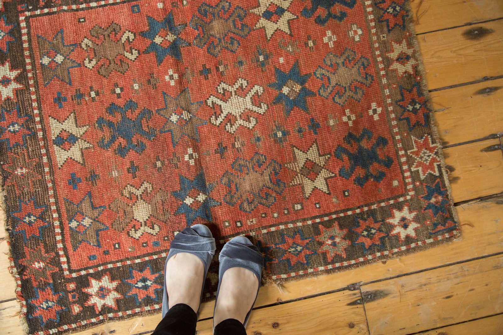 Antique Kazak Square Rug