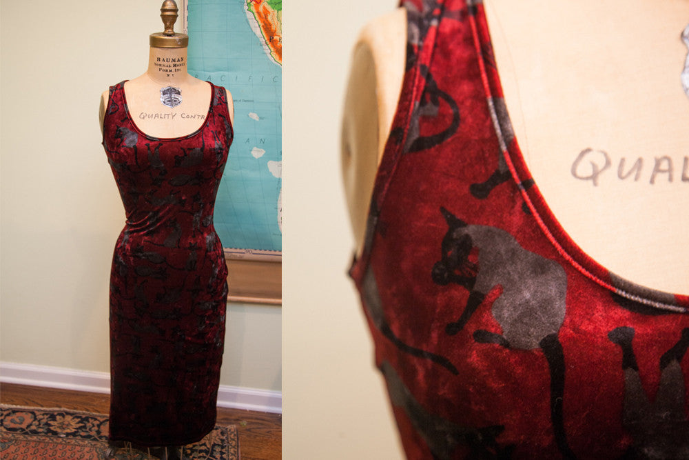 betsey johnson red velvet dress Vintage 1990s Red Stretch Velvet Betsey Johnson Dress
