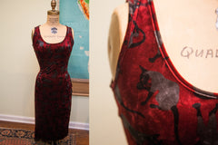 Vintage Betsey Johnson Blue Velvet Dress // Size S - M - 6 // ONH Item PROB1660