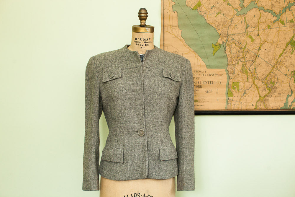 Vintage 40s Gray Wool Ladies Jacket Small / Medium // ONH Item 1685 Image 1