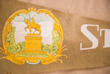 Vintage St. Louis felt flag graphic: gold statue, 