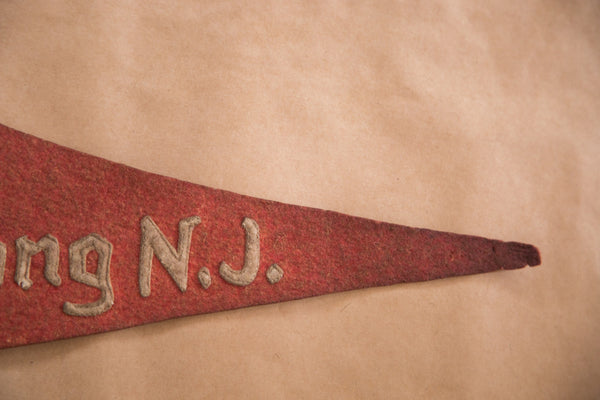 New Jersey Bertrand Island Lake Hopatcong NJ Vintage Red Souvenir Felt Flag Banner