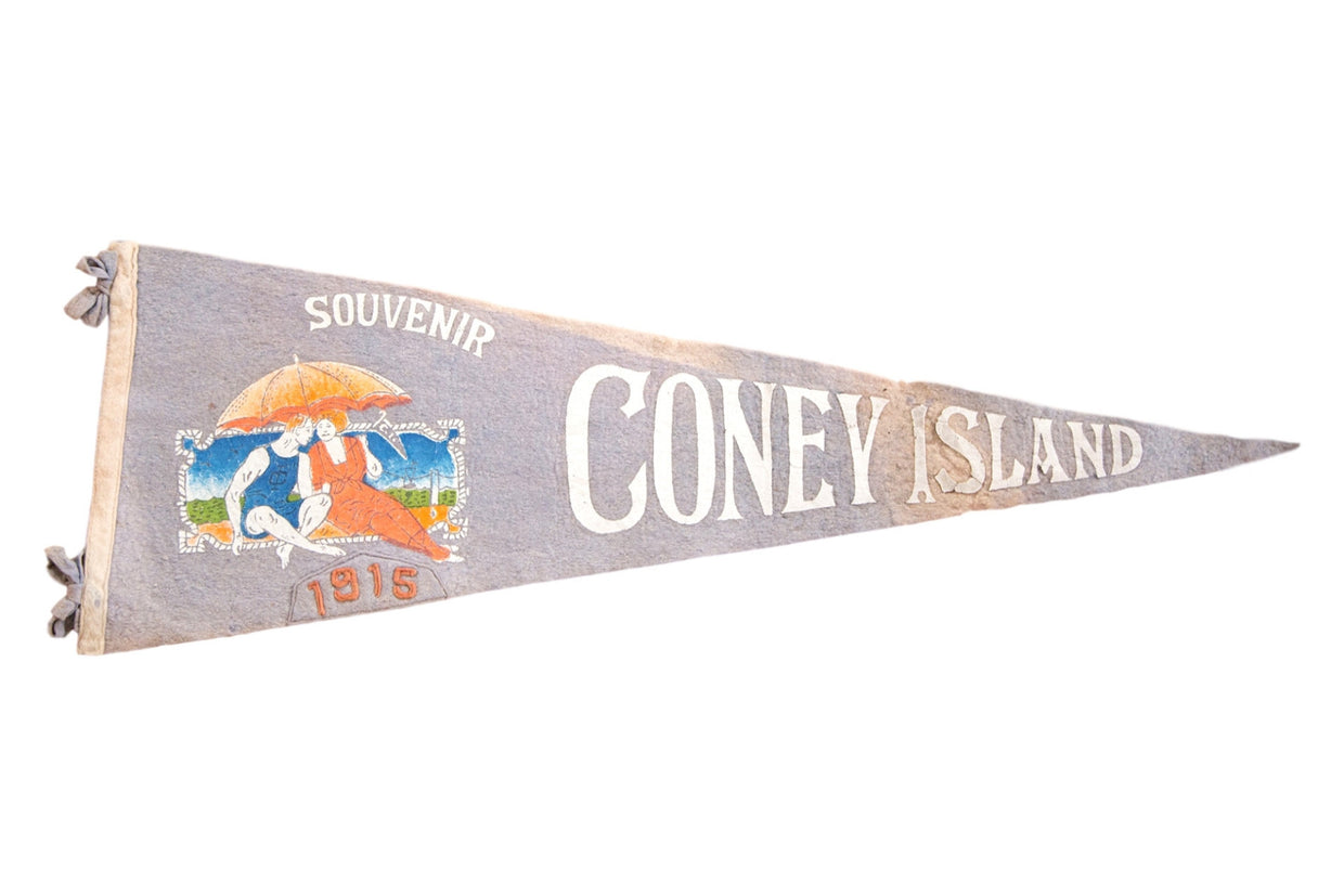 Antique Coney Island Felt Flag Pennant 
