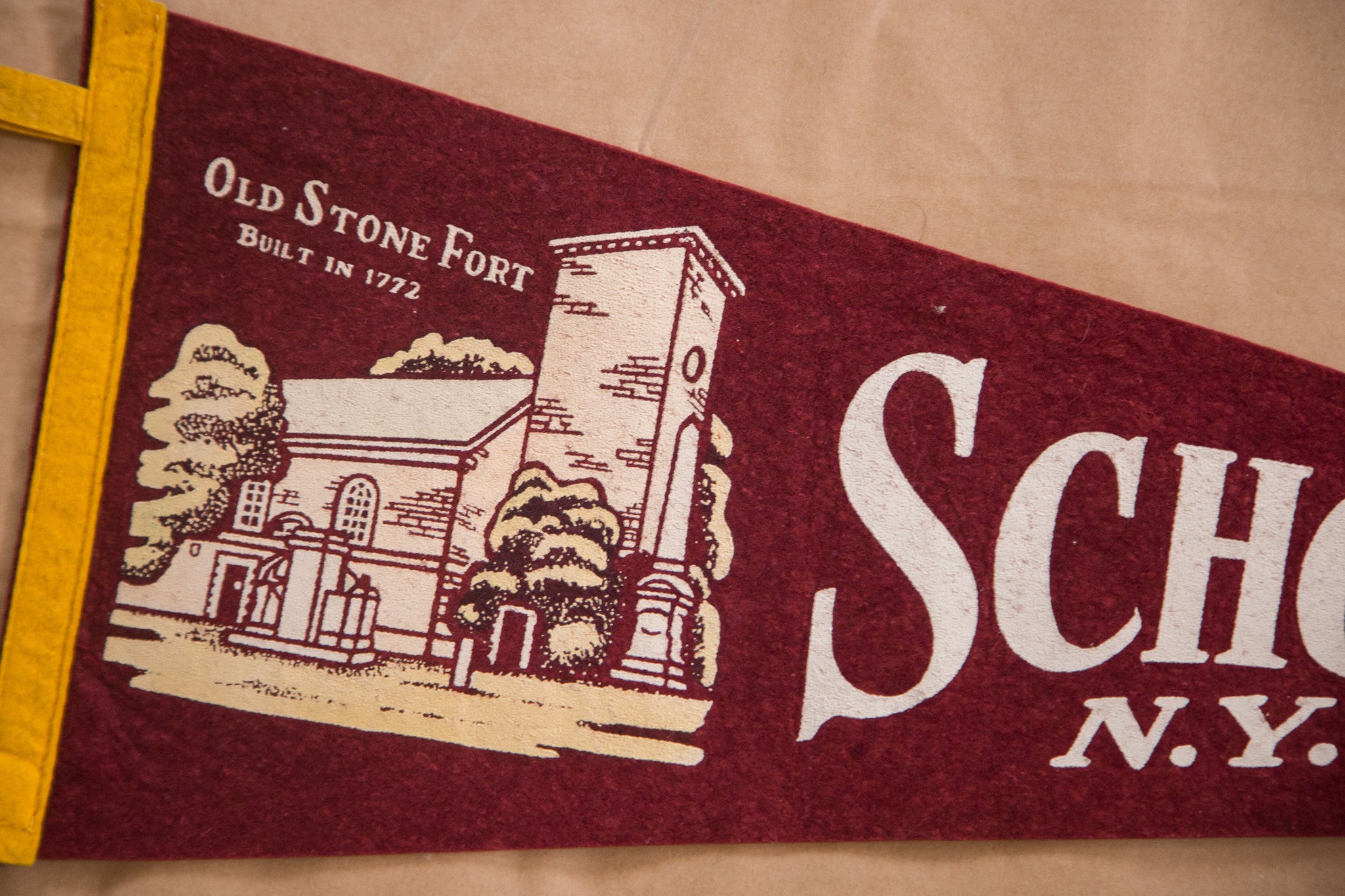 Old Stone Fort built in 1772 Schoharie New York Felt Flag Pennant