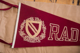 Vintage felt flag's left header with white trim and red ties.