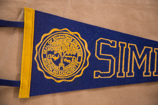 Seal of Simmons College Boston MA Vintage Felt Flag Banner Pennant