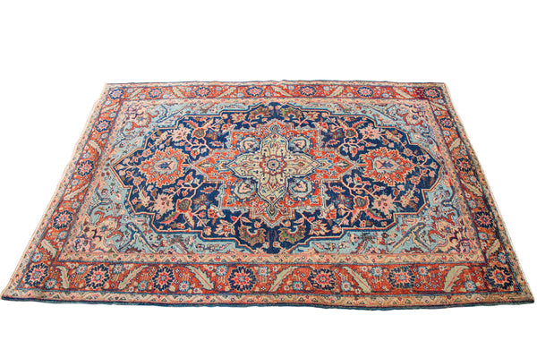 7x10 Vintage Blue Persian Heriz Rug // ONH Item 1766