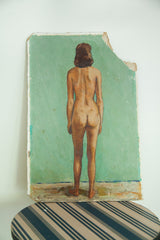Painting's lower left corner showing artist's signature, 1945 date, and board edge.