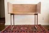 Handmade Little Mod Sidecar bench in natural walnut wood with a clean, modern design.
