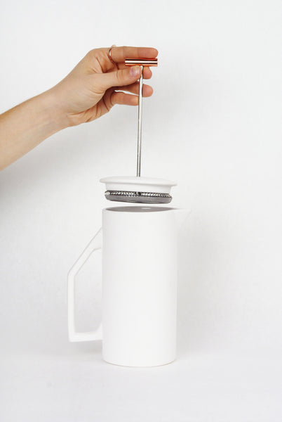 Modern White Copper Tip French Press 850 mL // ONH Item 3294 Image 4